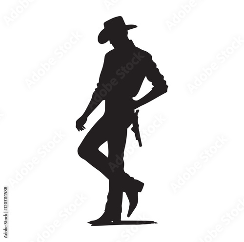 Cowboy pose silhouette vector illustration