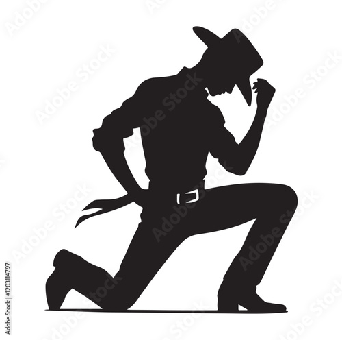 Cowboy pose silhouette vector illustration