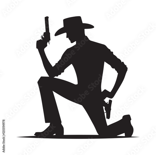 Cowboy pose silhouette vector illustration