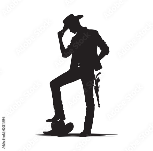 Cowboy pose silhouette vector illustration