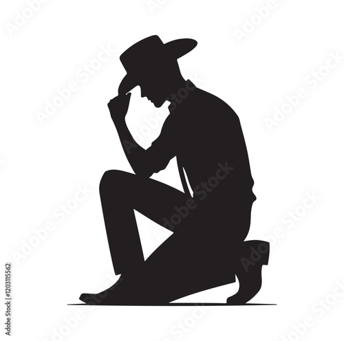 Cowboy pose silhouette vector illustration