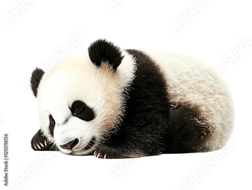 Pandas on a white transparent background, design materials, rare animals photo