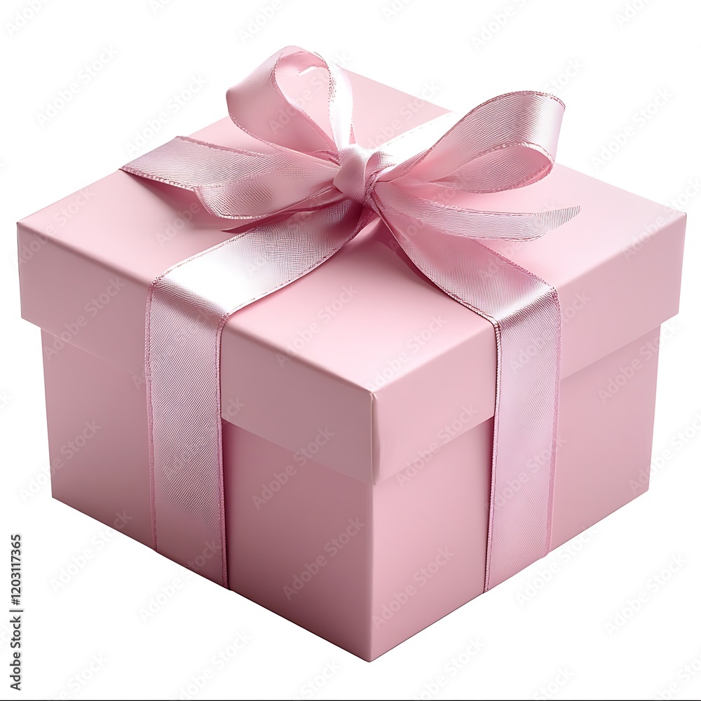 Obraz premium Stylish Pink Gift Box Adorned with Neat Luxurious Ribbon.