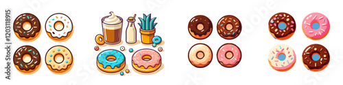 illustration set of sweet donut