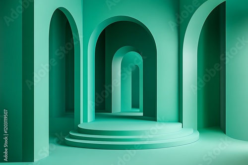 Emerald Green Architectural Design with Podium