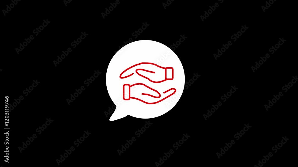 Animated of hand icon with animation red silver color