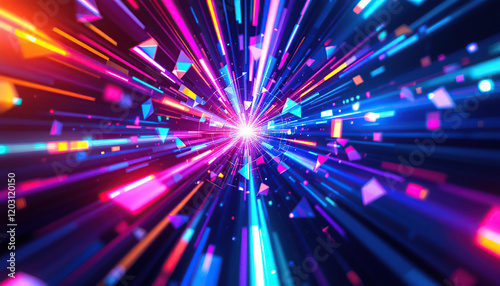 Abstract Neon Lights Speed Burst Digital Art