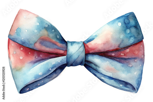 Watercolor bow tie, colorful design, soft hues, artistic style, fashion accessory, elegant appearance, stylish decoration.