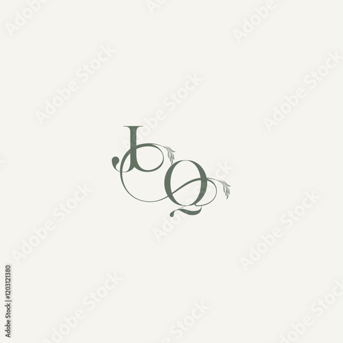 wedding concept monogram elegant and elegant logo QJ organic hairline logotype letter