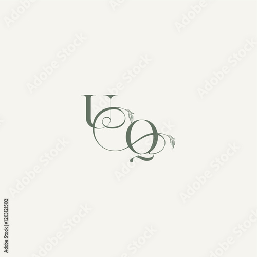 wedding concept monogram elegant and elegant logo QU organic hairline logotype letter