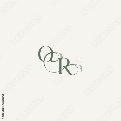 wedding concept monogram elegant and elegant logo RO organic hairline logotype letter