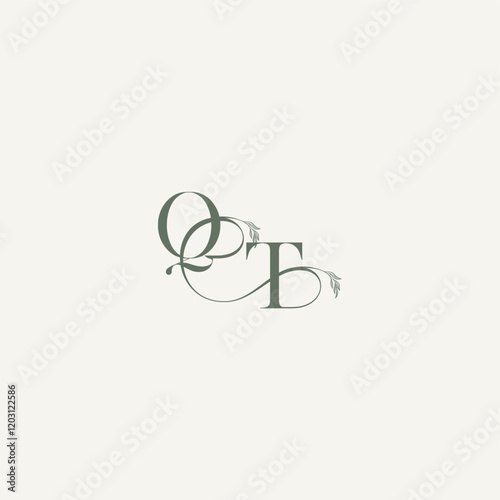 wedding concept monogram elegant and elegant logo TQ organic hairline logotype letter