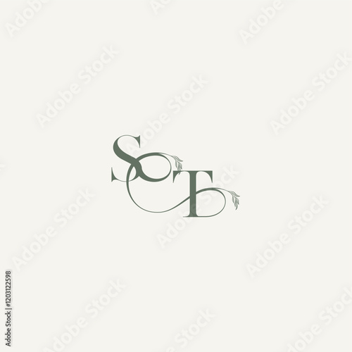 wedding concept monogram elegant and elegant logo TS organic hairline logotype letter