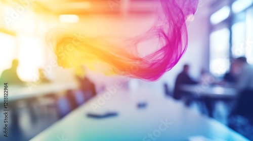 Abstract Colorful Flow in a Modern Office Environment.