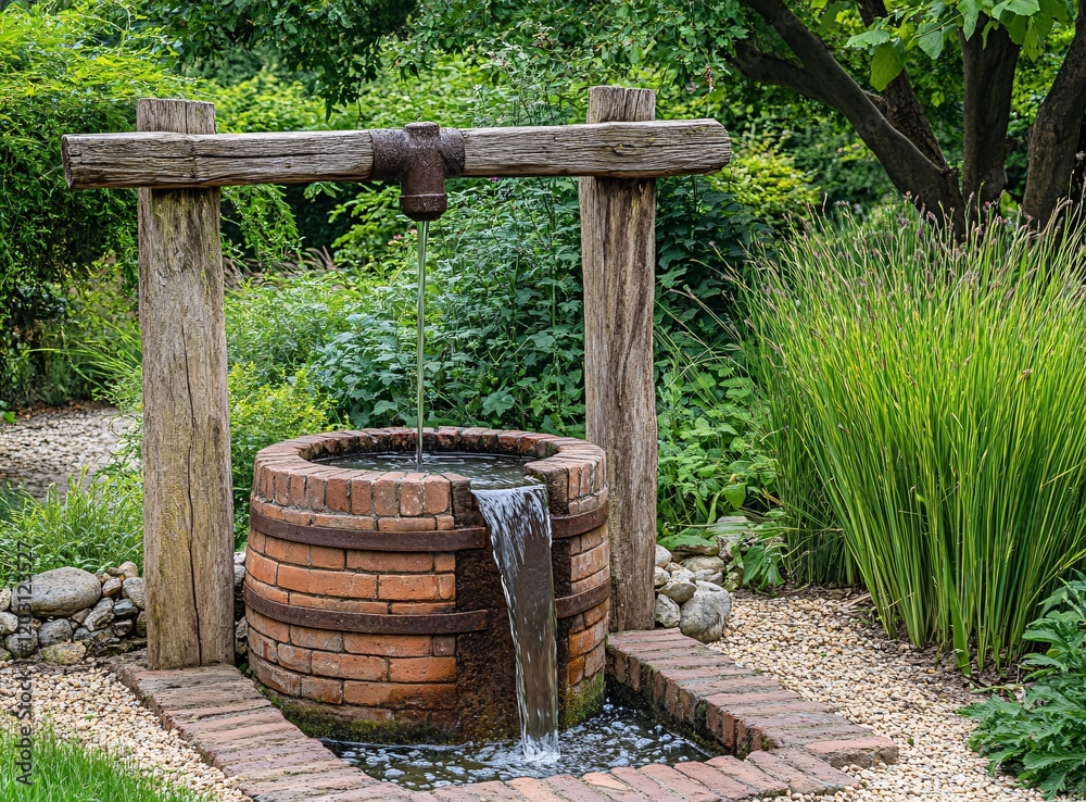 Naklejka premium water well in a garden