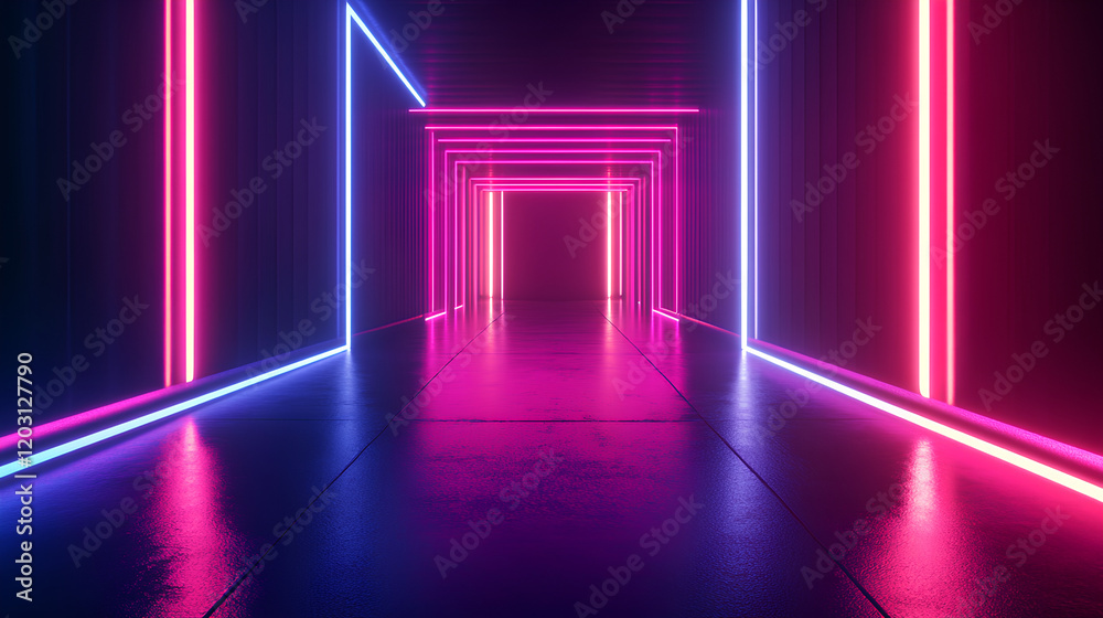 Fototapeta premium Colorful neon lines, background 