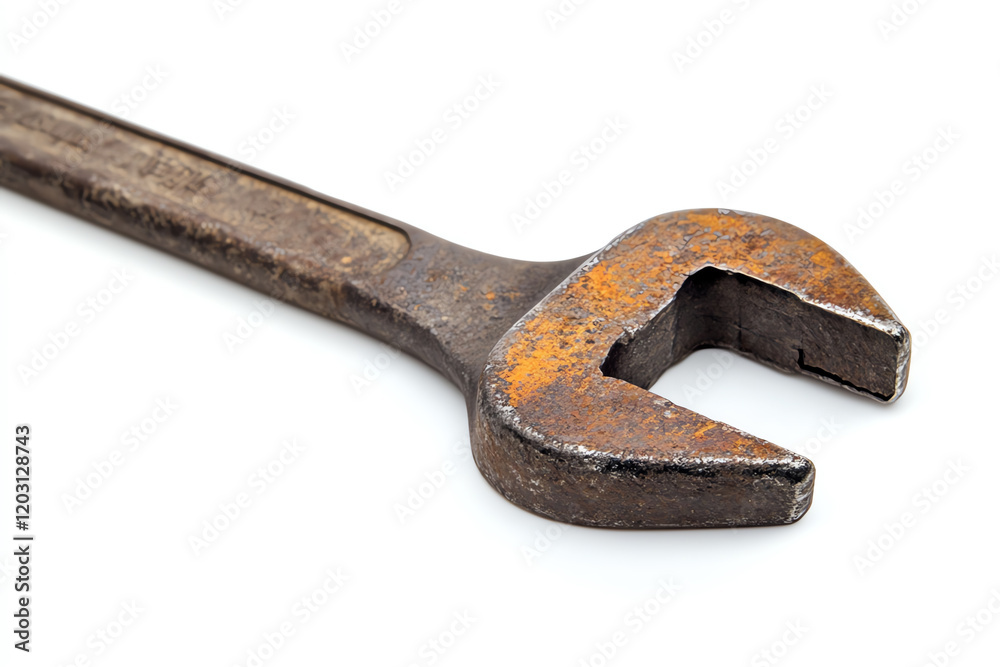 Close-up of a rusty wrench showcasing its tools and utility for mechanical applications. Close-up of a rusty wrench showcasing its tools and utility for mechanical applications.