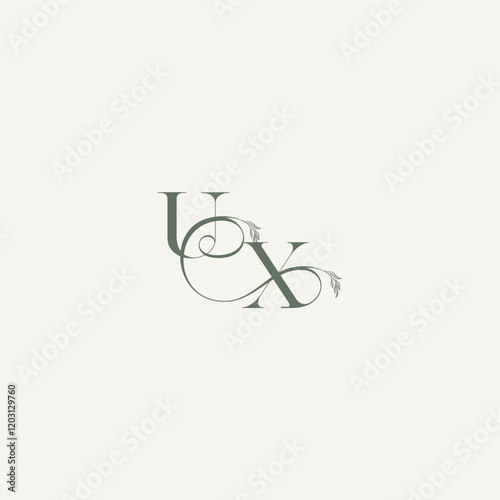 XU letter elegant and elegant logo organic hairline logotype wedding concept monogram