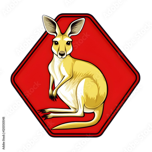 kangaroo red hexagon illustration photo