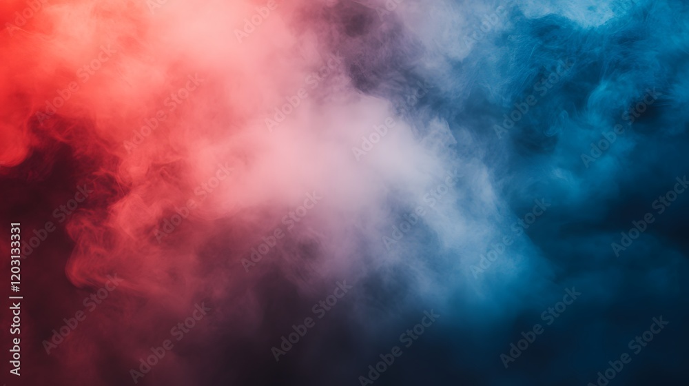 Naklejka premium Red and blue smoke clouds blend together beautifully