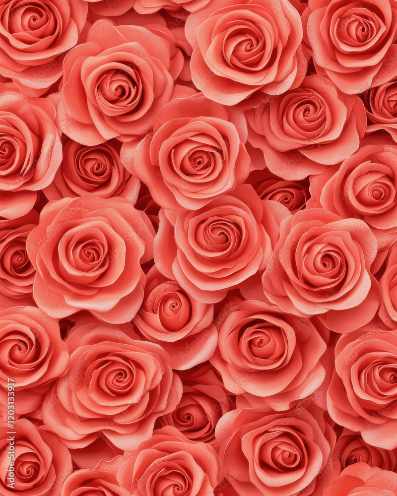 Fototapeta premium vibrant pattern of blooming red roses creates romantic and elegant floral texture