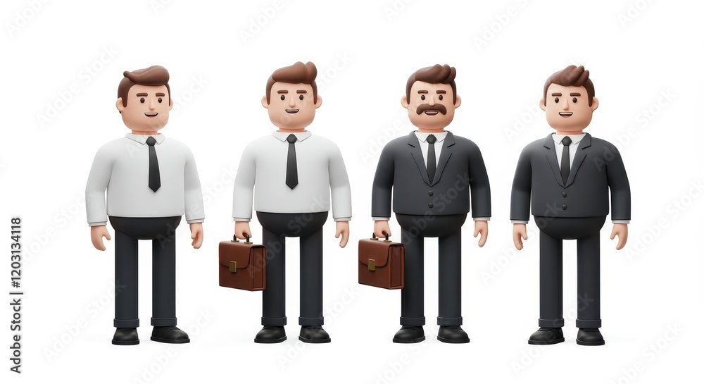 3D illustration a group of professional characters standing together confidently 3D illustration a group of professional characters standing together confidently