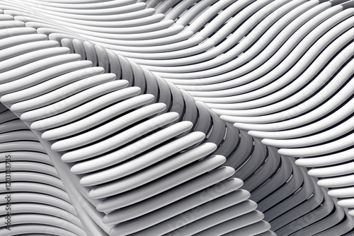 Wallpaper Mural Abstract white background with curved, wavy concentric circles forming a sense of depth and dimension, featuring a smooth glossy texture for a modern minimalist design reminiscent of waves or a tunnel Torontodigital.ca