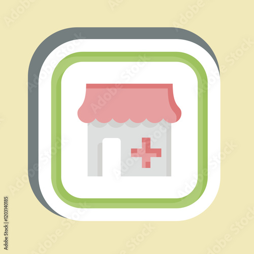 Sticker Pharmacy. related to Public symbol. design editable