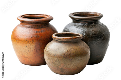 Traditional clay pottery displayed in a rustic setting showcasing craftsmanship and artistic design