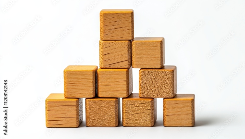 Pyramid of wooden blocks on white background Pyramid of wooden blocks on white background