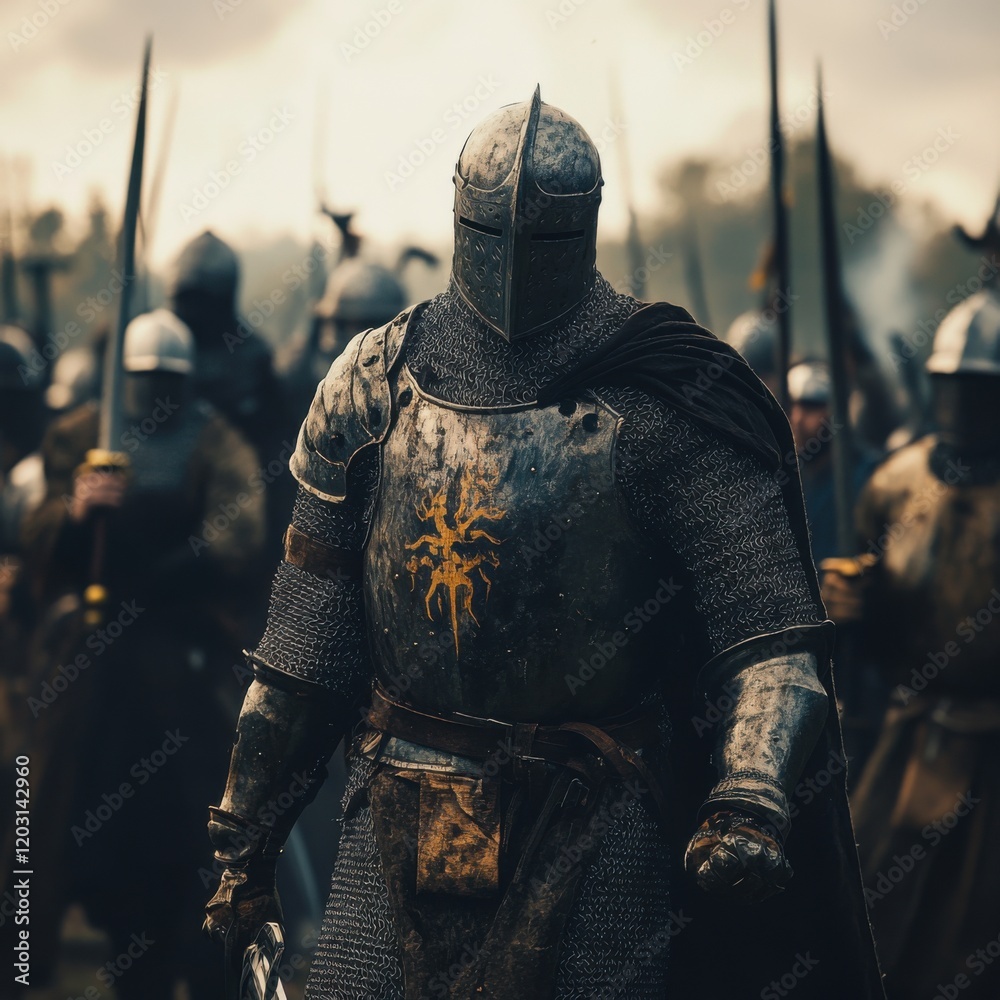 Medieval Knight in Battle: A Portrait of Courage