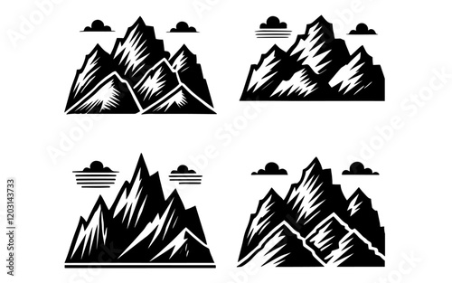 Mountain Silhouettes Four Vector  for Design Elements  photo