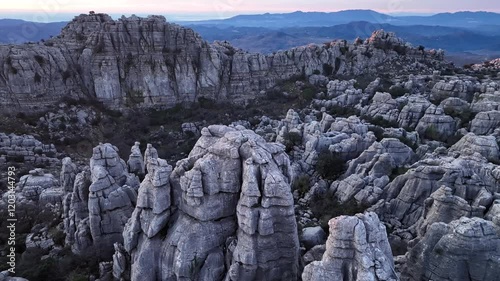 Torcal de antequera from aerial view at sunrise