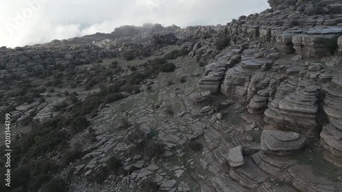 Torcal de antequera from aerial view at sunrise
