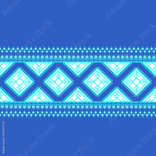 American tribal ethnic native pattern and Mexican style fabric pattern. Abstract vector motifs pattern for wallpaper, cushions, clothing, and fabric. Vector illustration embroidery style.