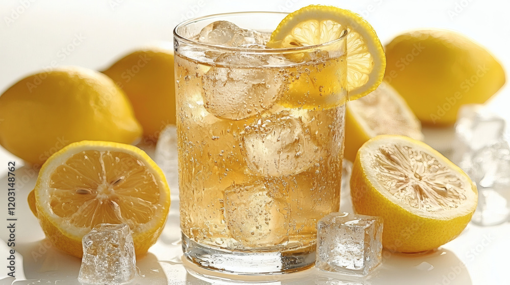 Refreshing Lemonade with Ice Cubes