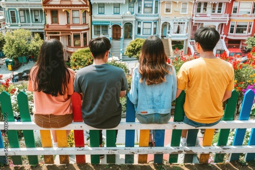 Rainbow Fence View of San Francisco's Painted Ladies