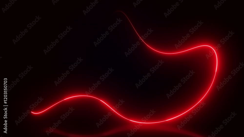 Red neon curve line modern motion design black background