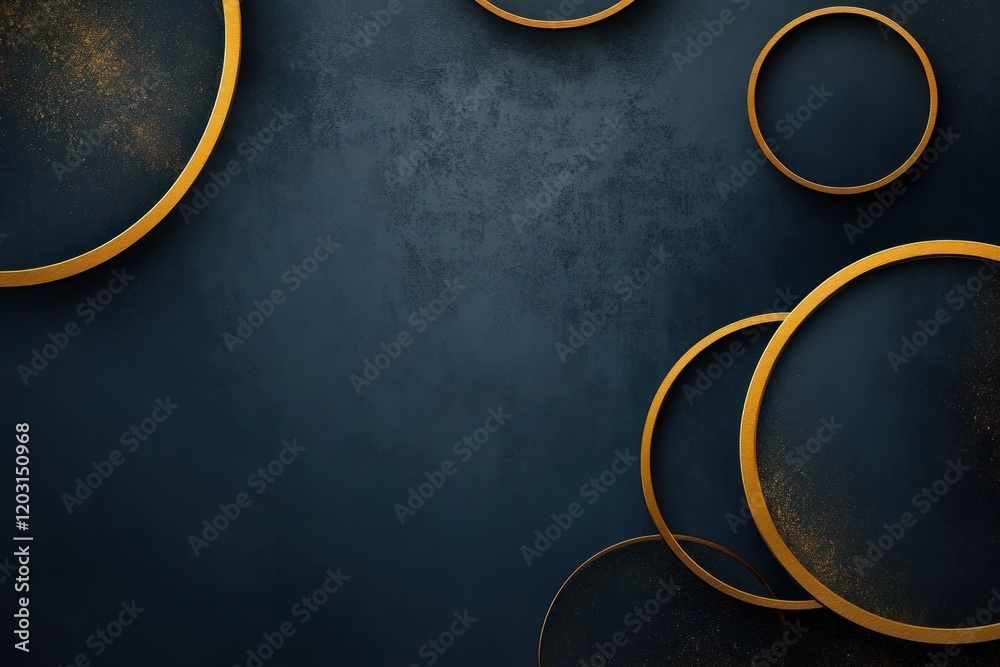 Gold circles dark textured background design element. Gold circles dark textured background design element.