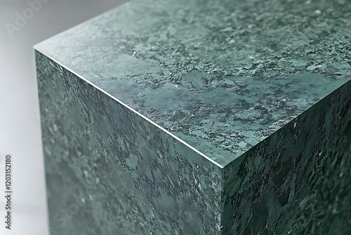 Textured Green Marble Cube - Modern Architectural Design