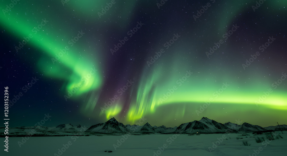 Naklejka premium Beneath the Aurora Borealis: A Captivating Celestial Spectacle 