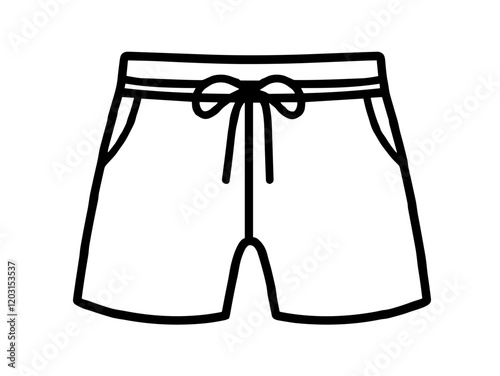 Shorts illustration in minimalistic style on white background with copy space