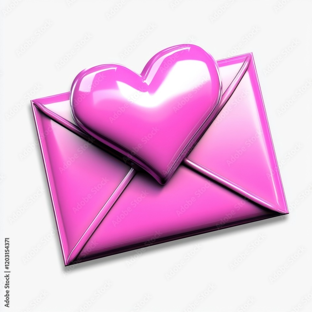 Pink envelope with a heart design, symbolizing love and romance. Pink envelope with a heart design, symbolizing love and romance.