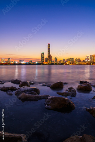 Wallpaper Mural Sunset at seoul city and Downtown skyline in Seoul, South Korea. Torontodigital.ca