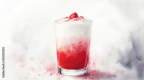 Wallpaper Mural Watercolor of Fresh Korean Strawberry Milk, Strawberry Milkshake Refreshing Summer Drink,menu popular in korea and japan,strawberry yogurt smoothie,copy space. Torontodigital.ca