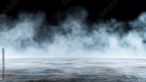 Moody atmospheric smoke swirls dramatically across a dark grey textured surface. AI Generated