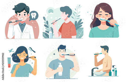 collection of person brushing teeth