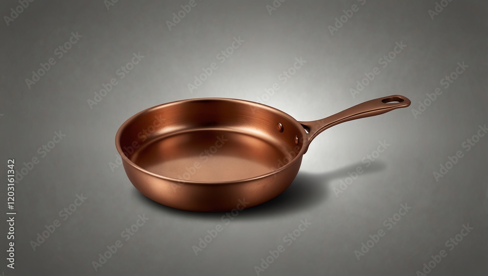 cooking oil in a pan . Copper frying pan . A copper-coloured, empty skillet is centred on a light grey background. cooking oil in a pan . Copper frying pan . A copper-coloured, empty skillet is centred on a light grey background.