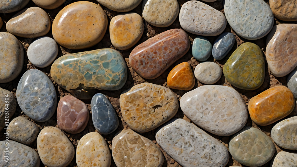 Pile of smooth stones and wood on the beach with a textured gray pattern Pile of smooth stones and wood on the beach with a textured gray pattern