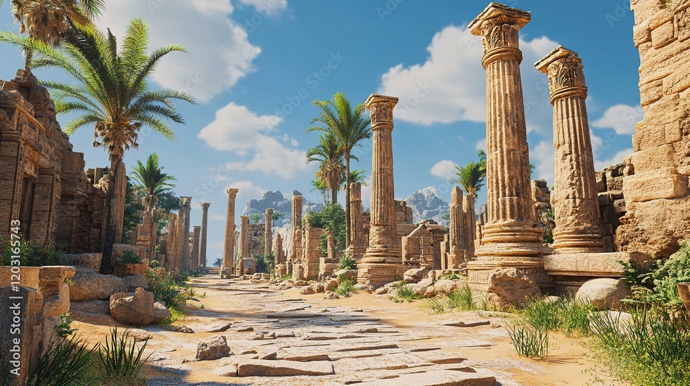 Fototapeta premium * Navigating ancient ruins with a sense of discovery.